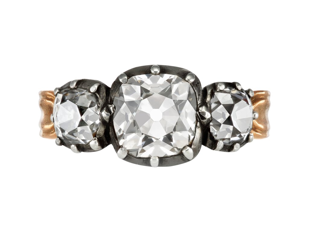 Georgian diamond three stone ring, circa 1830.