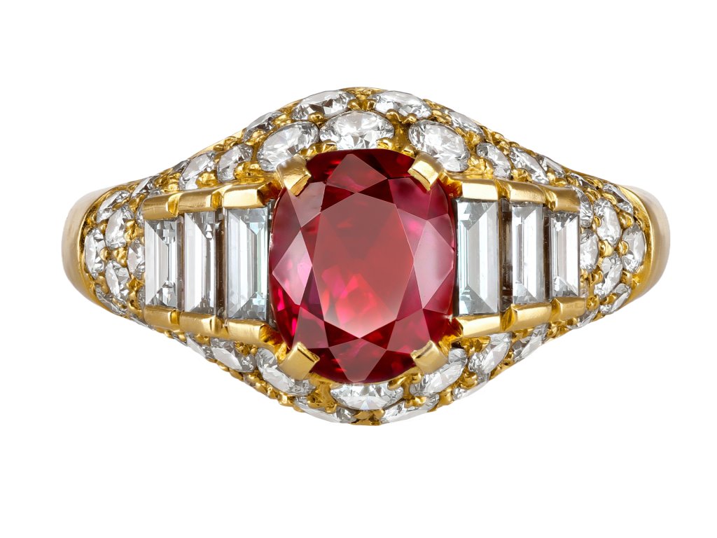 Bulgari Burmese ruby Trombino ring, circa 1980. 