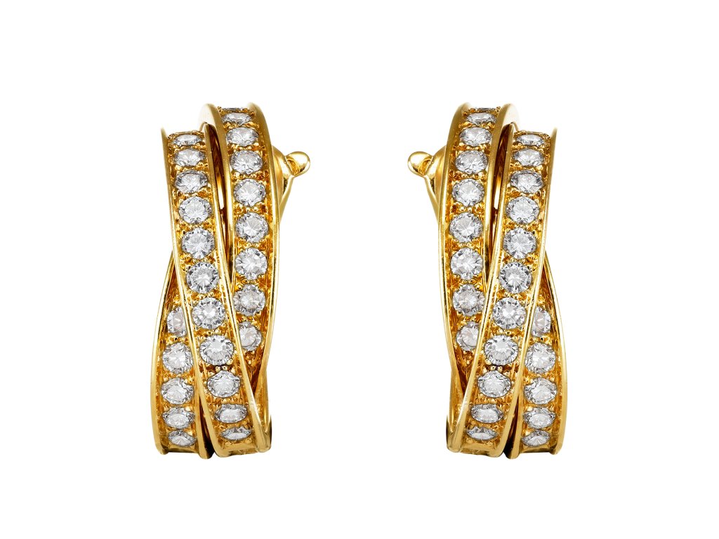 Cartier diamond hoop earrings, French, circa 1970.