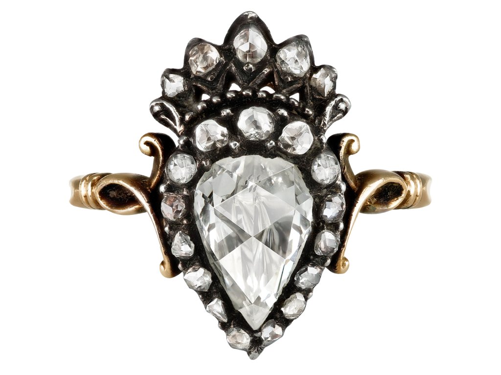 Rose cut diamond cluster ring, Dutch, circa 1870. 