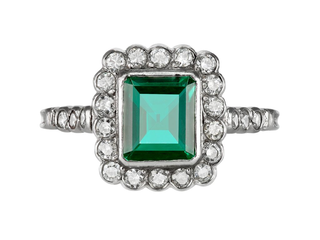 Colombian emerald and diamond coronet cluster, circa 1940.
