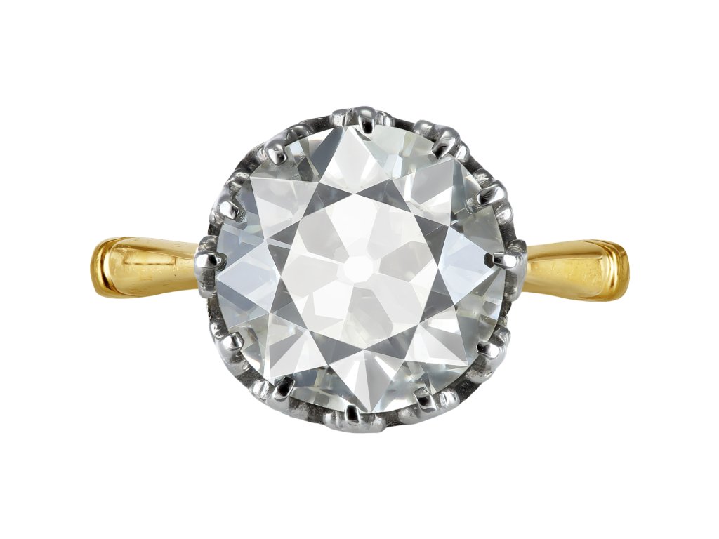 4.71 carat old cut diamond solitaire ring, circa 1910.