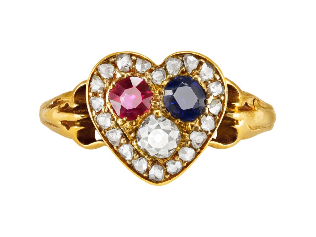 Multi gemstone heart shape cluster ring, late 19th Century.