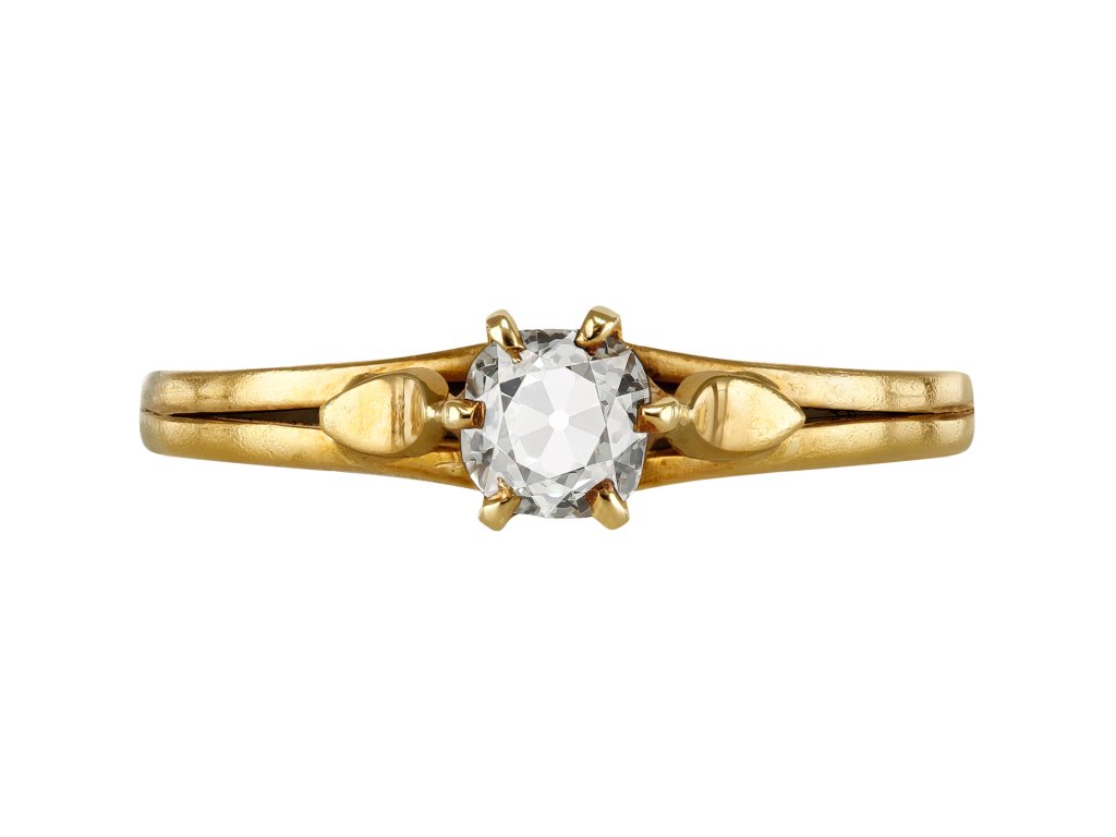Old mine diamond solitaire ring, Late 19th Century.