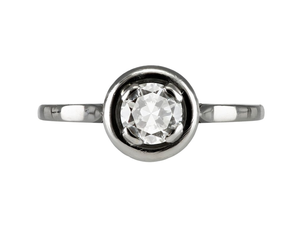 Diamond solitaire ring, French, mid 20th Century.