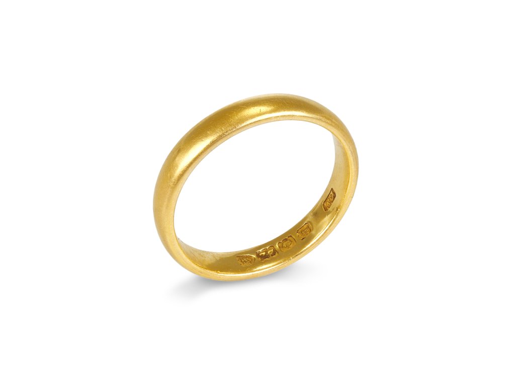 Yellow gold wedding band, English, 1891.