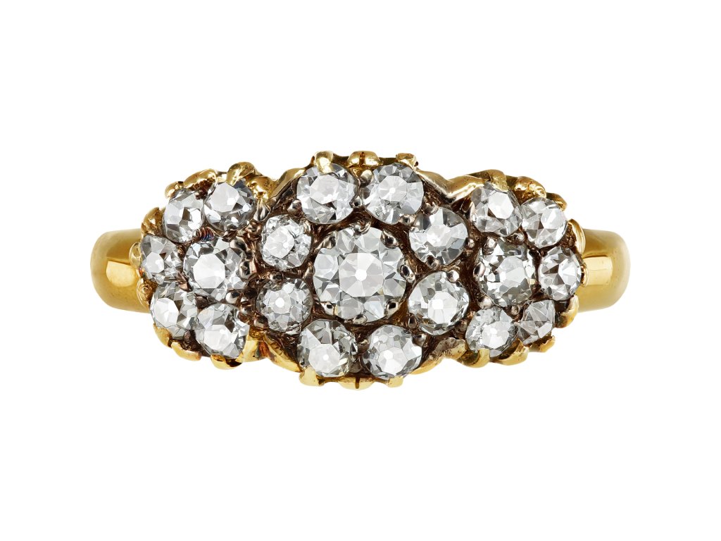 Diamond triple cluster ring, early 20th Century.