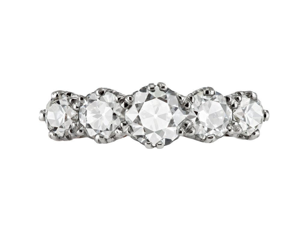 Early 20th Century diamond five stone ring.