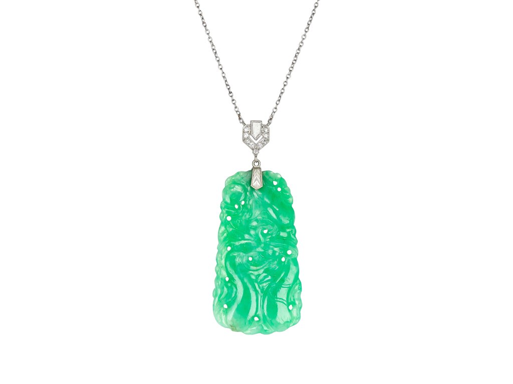J.E.Caldwell carved jade pendant, early 20th Century. 