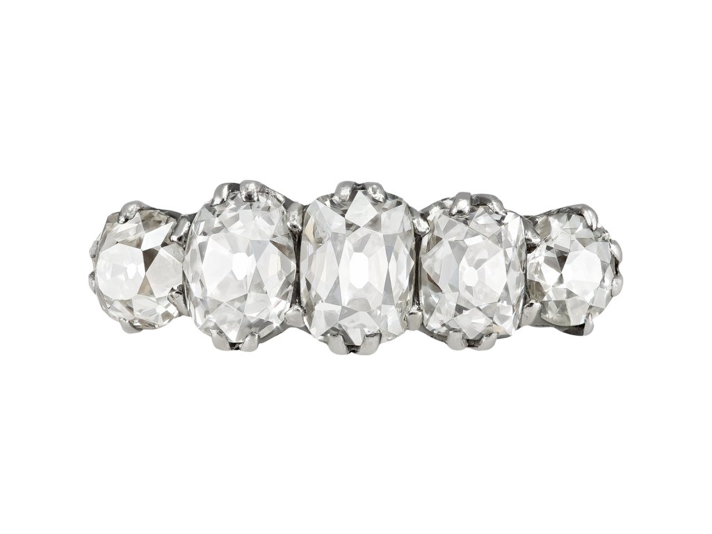 Old mine diamond five stone ring, early 20th Century.