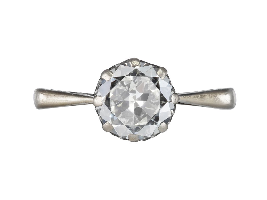Old cut diamond solitaire ring, early 20th Century. 