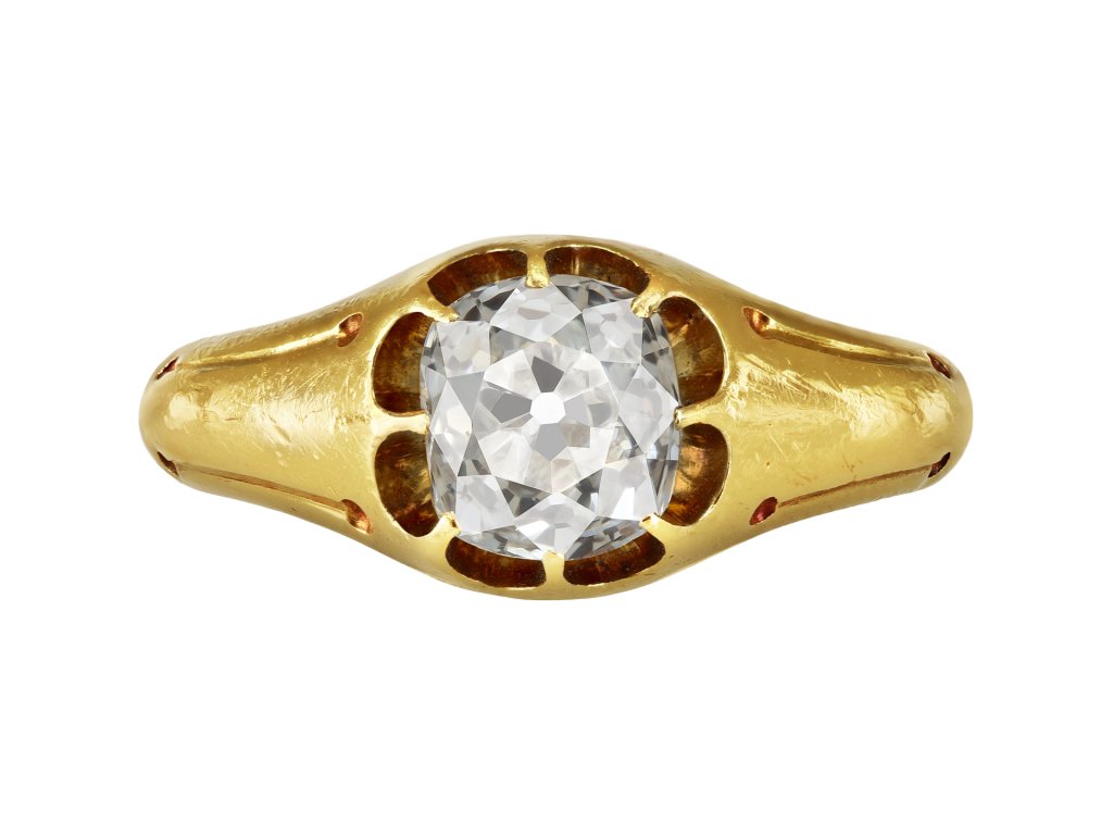 Old mine diamond solitaire ring, circa 1890.