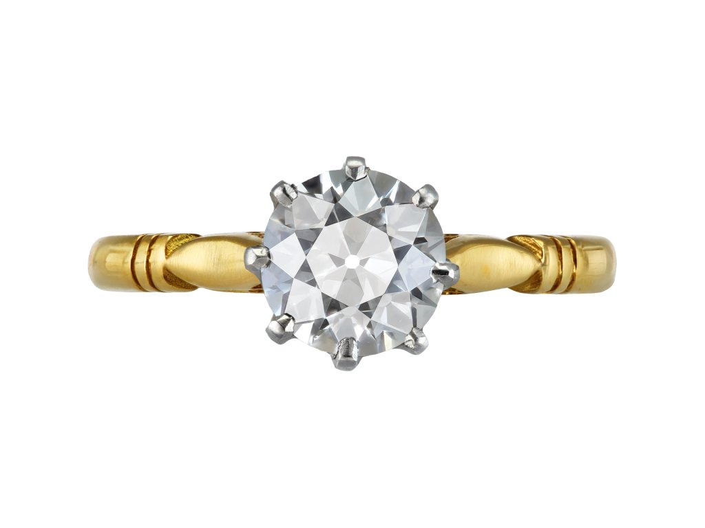 Old mine diamond solitaire ring, early 20th Century.