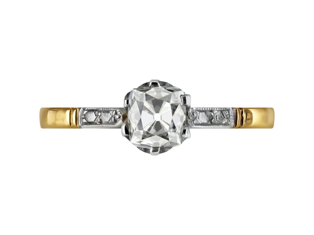 Edwardian old mine diamond solitaire ring, early 20th Century. 