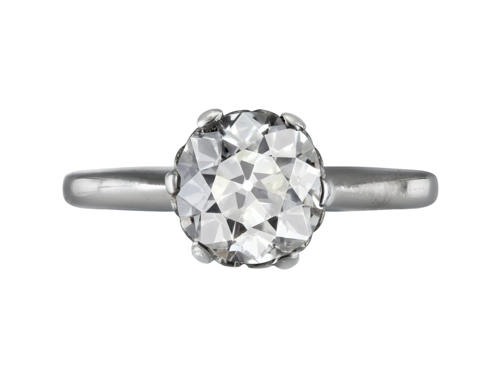Old cut diamond solitaire ring, French, circa 1920.