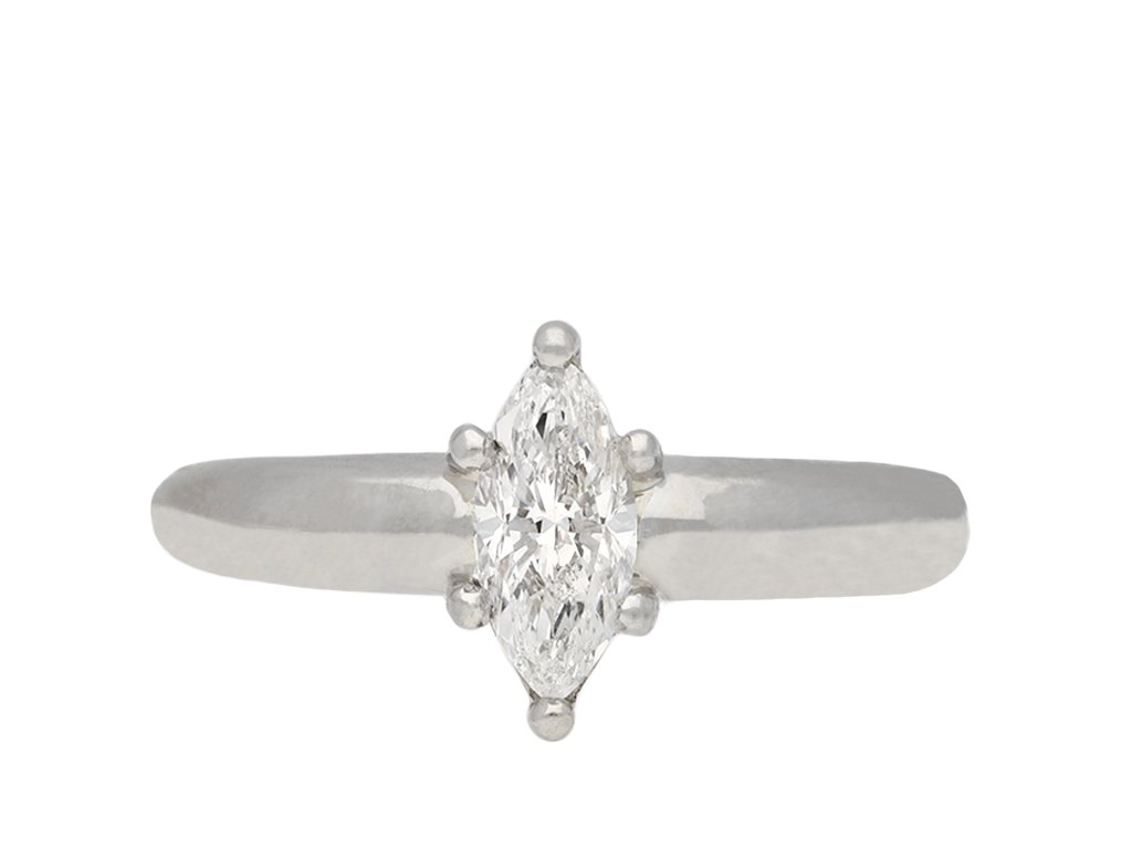 Marquise shape diamond solitaire ring, circa 2001. Hatton Garden