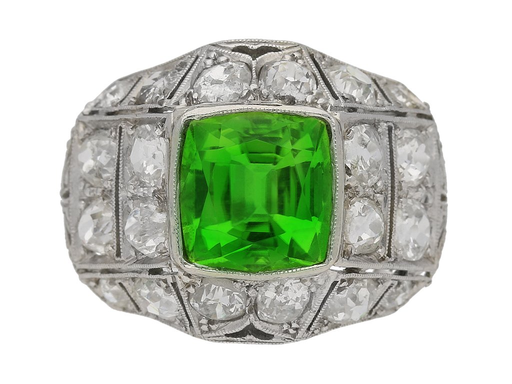 antique Peridot diamond ring berganza hatton garden