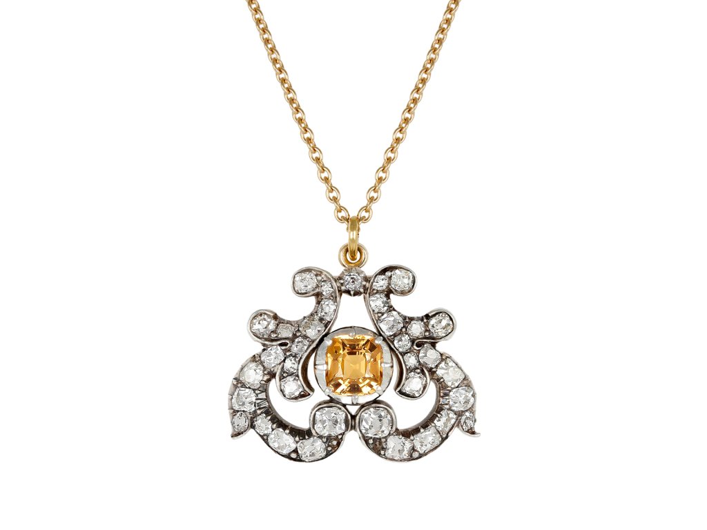 Victorian Topaz and diamond pendant, circa 1880.