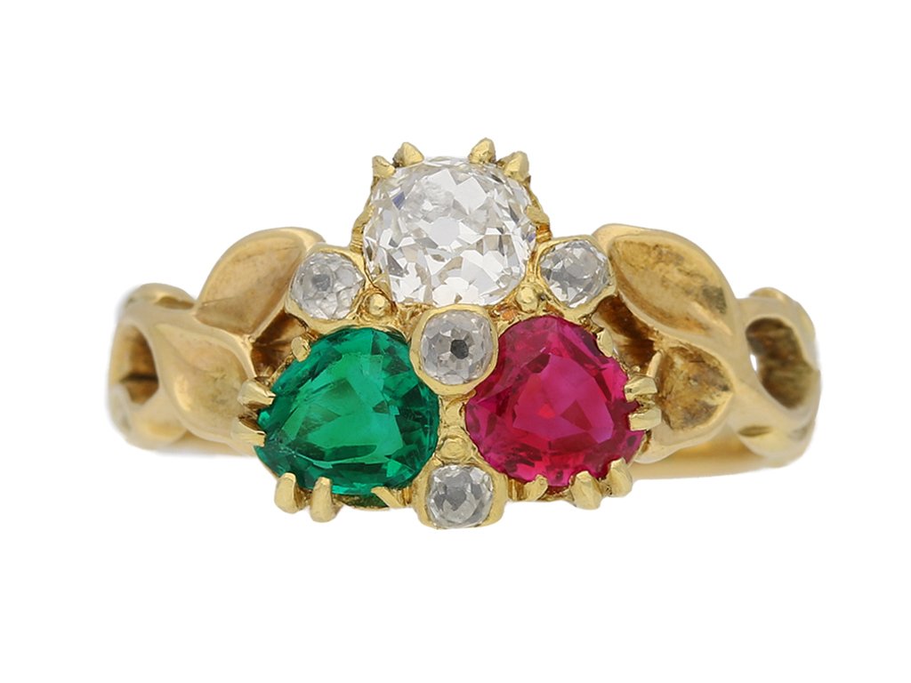 diamond ruby and emerald ring