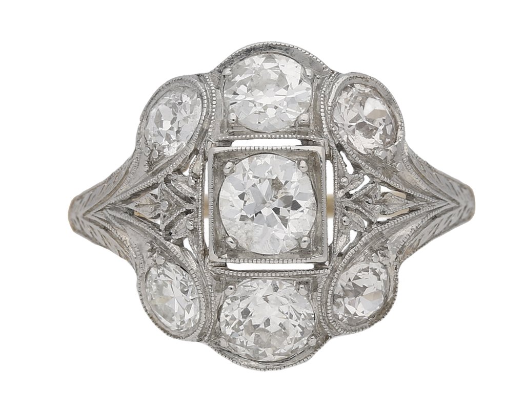 Sapphire and diamond coronet cluster ring, circa 1910. berganza hatton garden