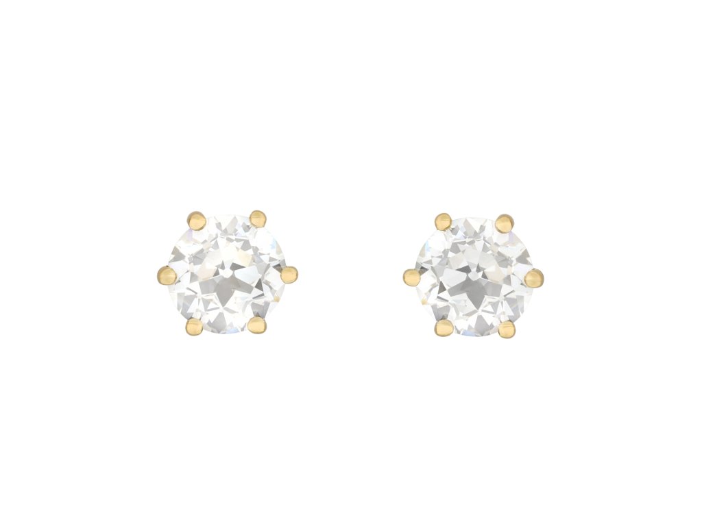 Cushion old mine diamond stud earrings. 