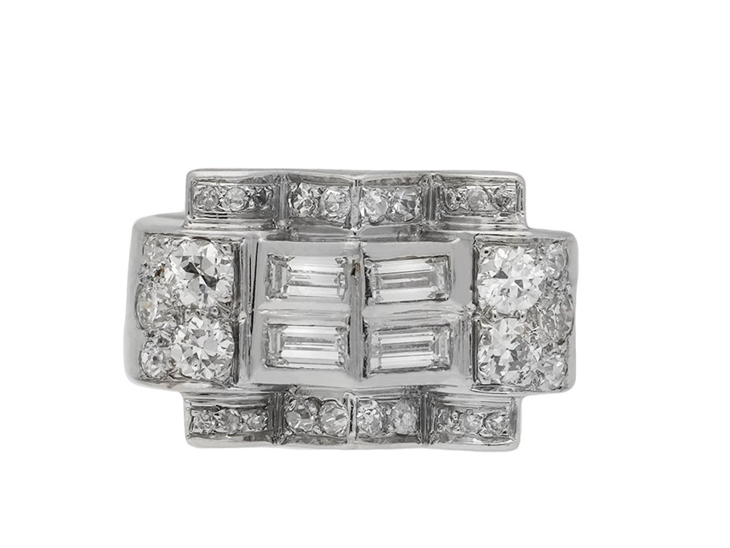 Art Deco diamond ring, circa 1955.  Hatton Garden