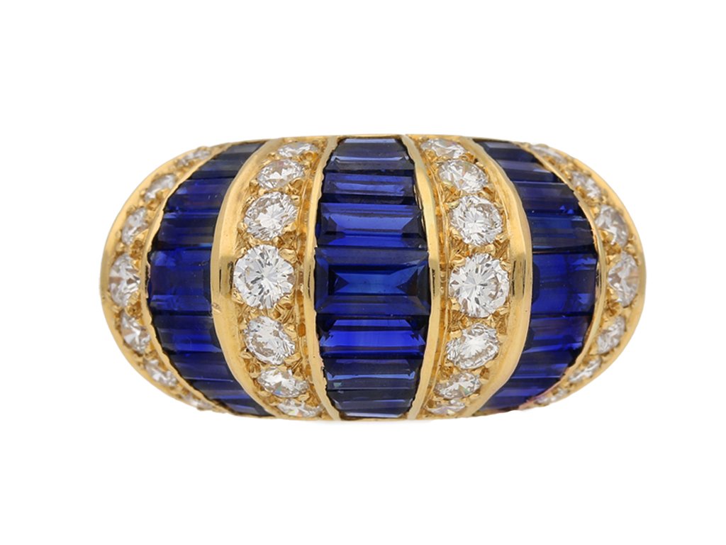  Oscar Heyman Brothers sapphire baguette and diamond ring, American, circa 1960. berganza hatton garden