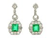 front view Art Deco emerald and diamond earrings, circa 1935.