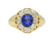 Ceylon sapphire diamond cluster ring berganza hatton garden
