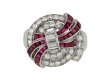 Art Deco diamond and ruby cluster ring, circa 1935.