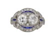 Two stone diamond sapphire cluster ring berganza hatton garden