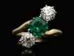 Edwardian Colombian emerald diamond crossover ring hatton garden