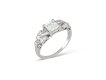 Vintage diamond flanked solitaire ring, circa 1950.