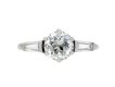 Vintage flanked solitaire diamond ring, American, circa 1950.