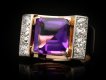 Amethyst and diamond cocktail ring, French, circa 1945.