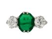 Edwardian old mine emerald diamond three stone ring hatton garden