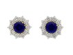 Sapphire and diamond cluster earrings, circa 1980. Hatton Garden
