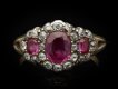 Georgian triple ruby and diamond cluster ring, circa 1830.