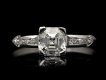 Asscher cut diamond flanked solitaire ring hatton garden