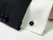 Onyx and diamond gentleman's dress set, English, circa 1955.