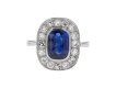 Ceylon sapphire and diamond coronet cluster ring hatton garden