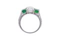 Vintage diamond emerald three stone ring berganza hatton garden