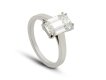 Emerald cut diamond solitaire ring, circa 1970.
