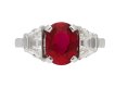 front view Pigeon Blood Burmese ruby and diamond ring, circa 1935. berganza hatton garden