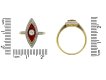 size view Antique ruby and diamond marquise shape cluster ring, circa 1905.