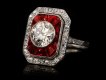Antique diamond and ruby cluster ring, circa 1911. 