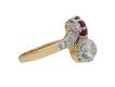 Ruby and diamond cross over ring berganza hatton garden
