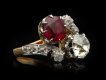 Ruby and diamond cross over ring berganza hatton garden