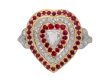 front view Antique diamond and ruby heart shape cluster ring, circa 1900.