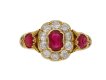 Burmese ruby diamond cluster ring berganza hatton garden